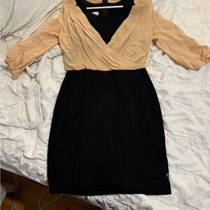 BOSS ORANGE Black and Tan Long Sleeve Dress